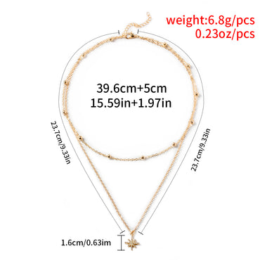 Fashion Gold-plated Rhinestone Inlaid Star Pendant Multi-layer Necklace For Women