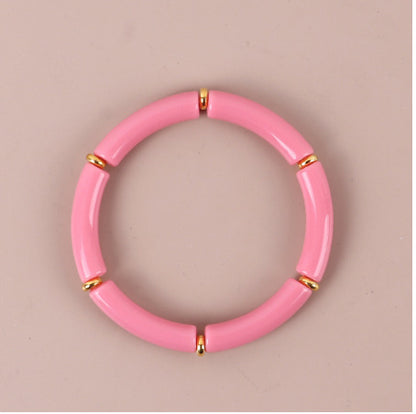 Popular Fashion Colorful Acrylic Color Stretch Resin Beads Cuff Bracelets
