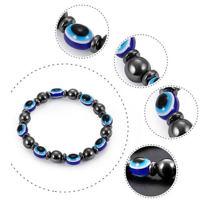 Fashion Ornament Magnet Hematite Eye Shaped Metal Beaded Bracelet