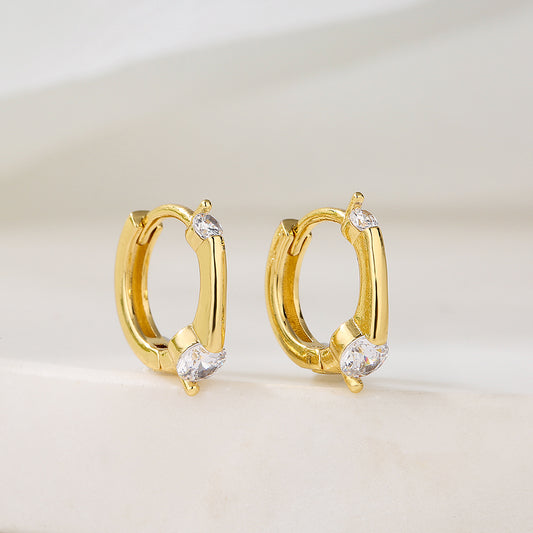 Simple Style Copper Plating 18k Gold Zircon Pearl Earrings