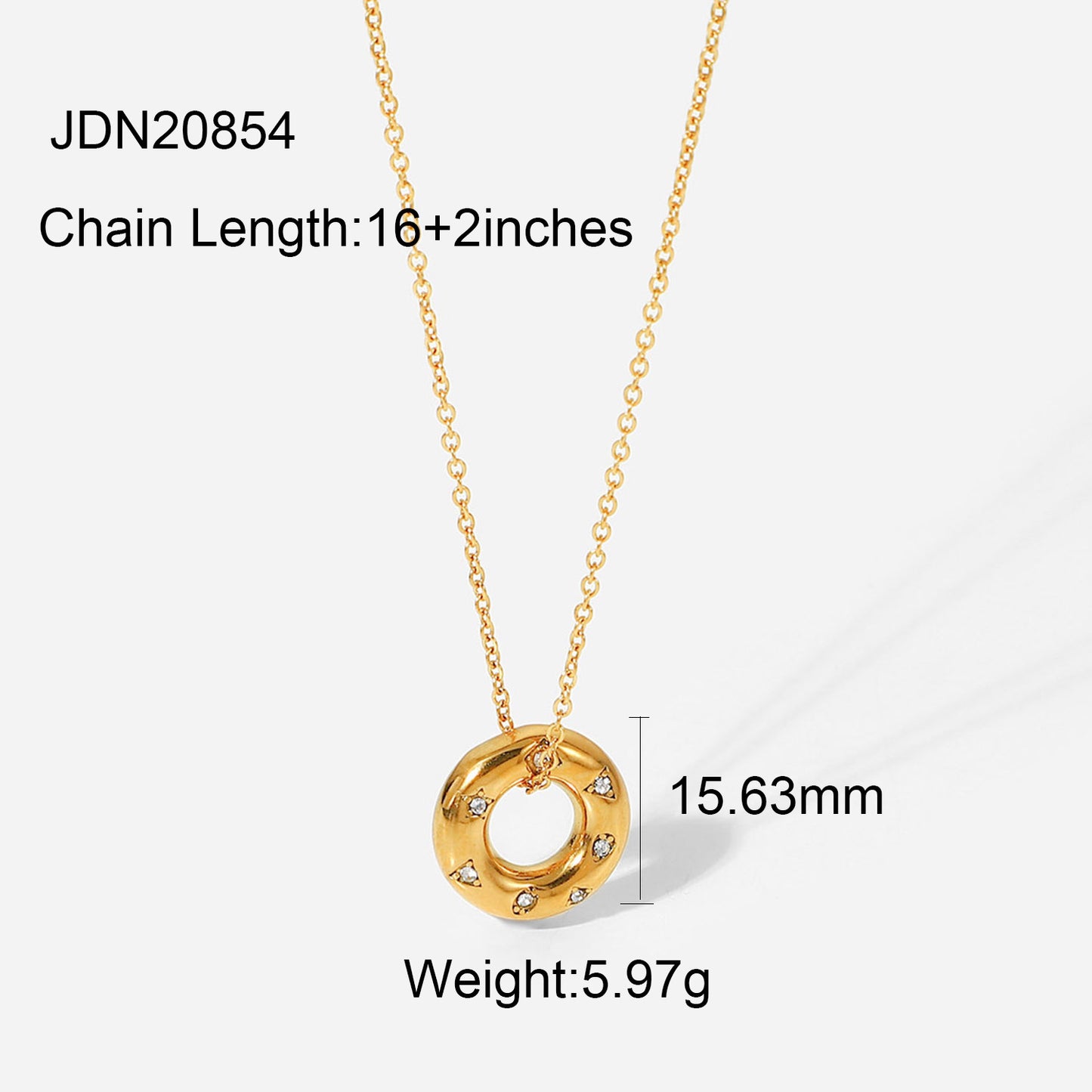 Fashion Geometric Stainless Steel Plating Artificial Crystal Zircon Gold Plated Necklace