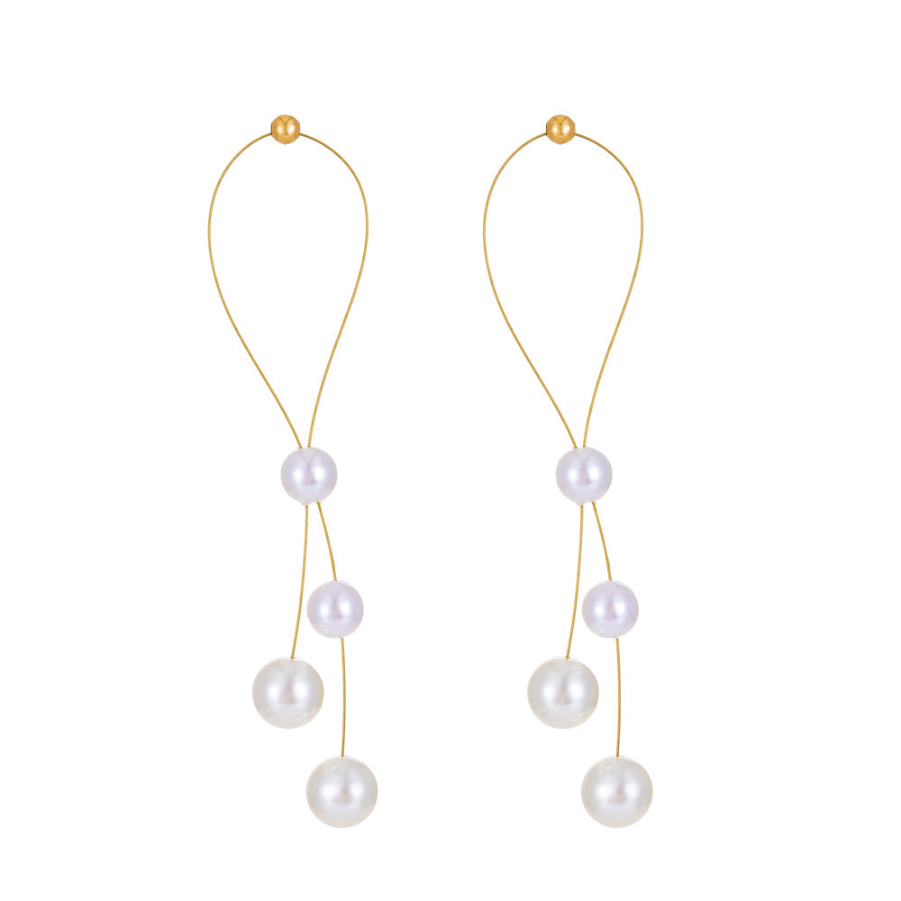 Fashion Alloy Heart Shape Pearl Flowers Earrings Artificial Rhinestone Drop Earrings