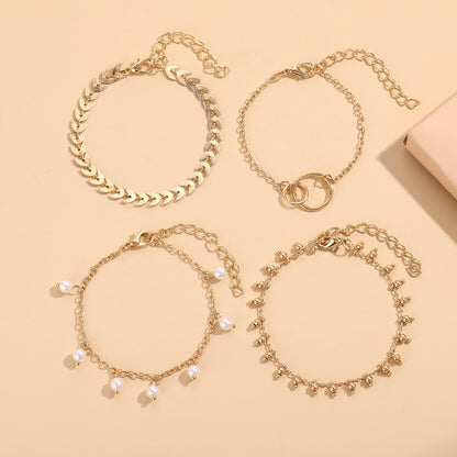 Retro Fashion Star Moon Alloy Plating Inlaid Pearls Artificial Pearls Bracelets