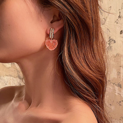 Sweet Alloy Heart Shape Earrings Dating Electroplating Rhinestone Drop Earrings As Shown In The Picture