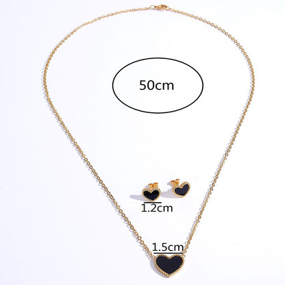 Unisex Simple Style Heart Shape Copper Earrings Necklace Gold Plated Jewelry Sets