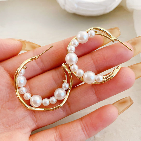 Women's Fashion Geometric Alloy Earrings Splicing Plating No Inlaid Hoop Earrings