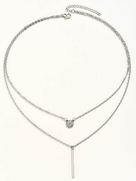 Simple Style Geometric Alloy Inlay Artificial Diamond Layered Necklaces