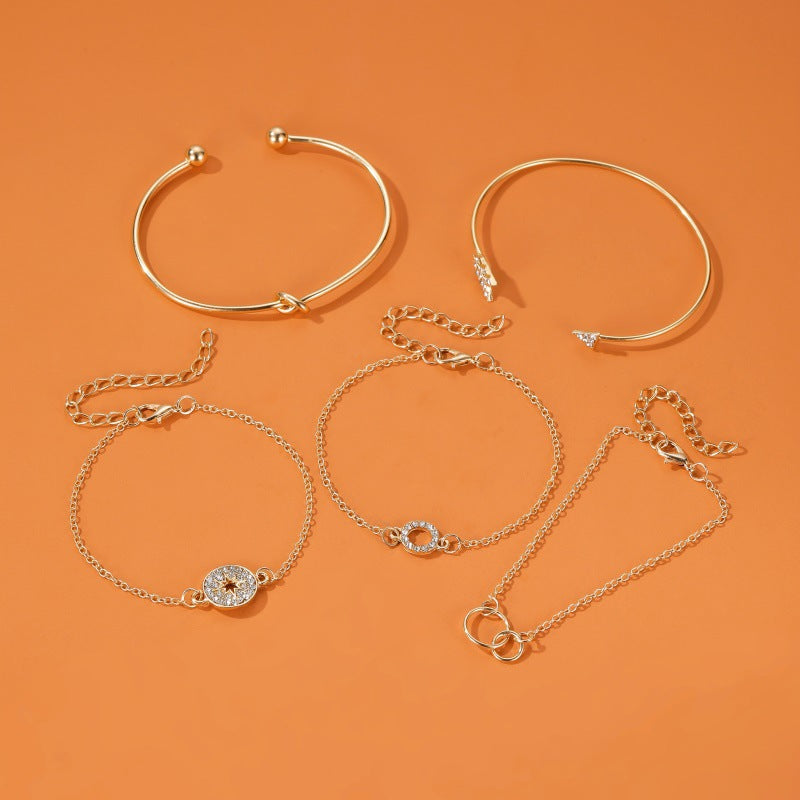 5 Sets Of Bracelets Trend Stars Circles Diamond Drill Bracelet Fashion Arrow Suit Bracelet Wholesale Nihaojewelry