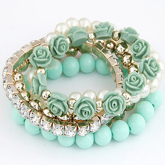 Fashion Geometric Flower Synthetic Resin Artificial Pearls Beads Bracelets