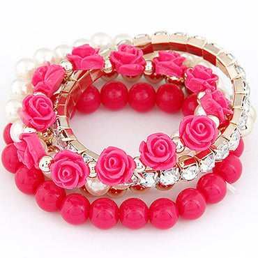Fashion Geometric Flower Synthetic Resin Artificial Pearls Beads Bracelets