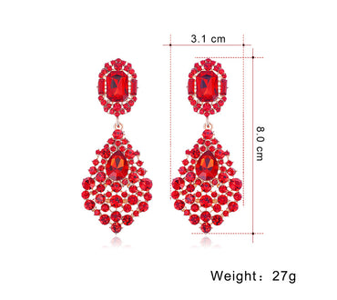 Glam Geometric Inlay Alloy Artificial Crystal Drop Earrings