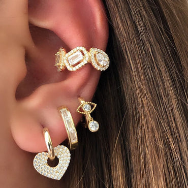 Fashion Heart Shape Copper Drop Earrings Gold Plated Zircon Copper Earrings