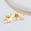 1 Pair Fashion Dog Dinosaur Giraffe Titanium Steel Ear Studs
