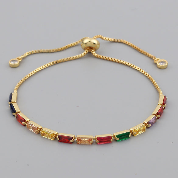 Retro Geometric Copper Zircon Bracelets In Bulk