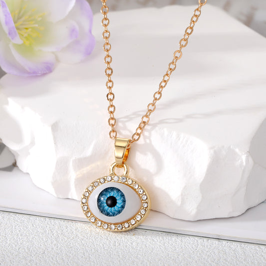 Simple Style Eye Alloy Inlaid Zircon Necklace 1 Piece