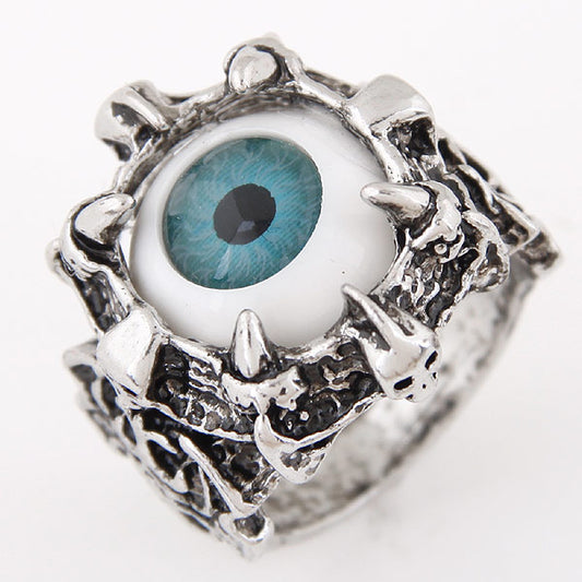 Exaggerated Devil's Eye Alloy Round Resin Rings 1 Piece