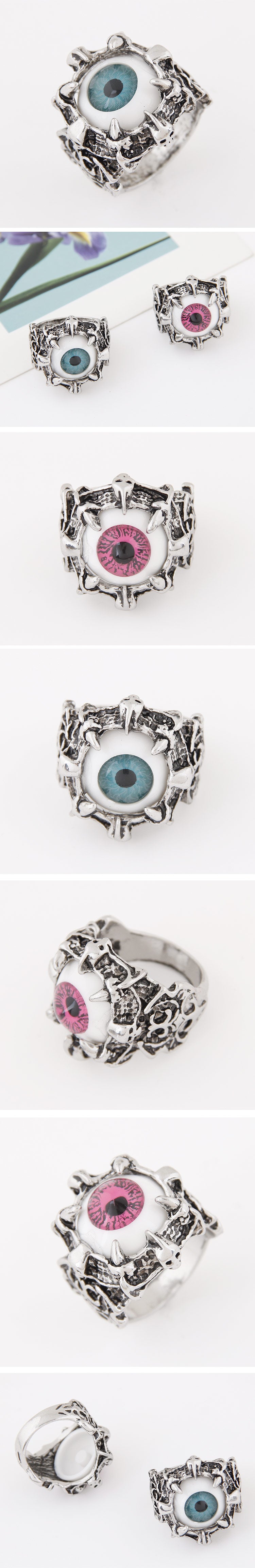 Exaggerated Devil's Eye Alloy Round Resin Rings 1 Piece