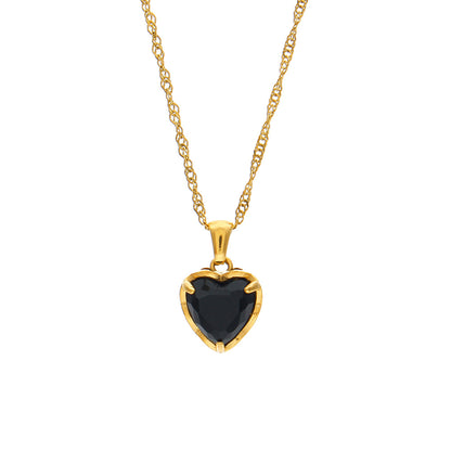 Fashion Heart Shaped Pendant Jewelry Stainless Steel Plated 18k Zircon Necklace