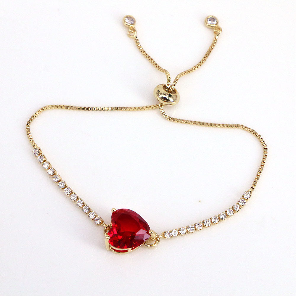 Simple Style Heart Shape Copper Zircon Bracelets In Bulk