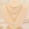 Fashion Heart Shape Stainless Steel Layered Necklaces Gold Plated Pearl Stainless Steel Necklaces 1 Piece