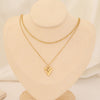Fashion Heart Shape Stainless Steel Layered Necklaces Gold Plated Pearl Stainless Steel Necklaces 1 Piece