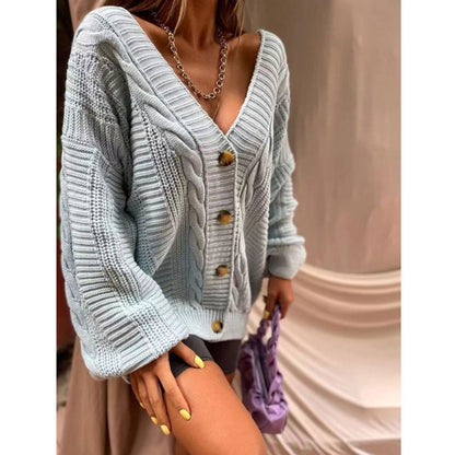 Women's Cardigan Long Sleeve Sweaters & Cardigans Button Fashion Solid Color