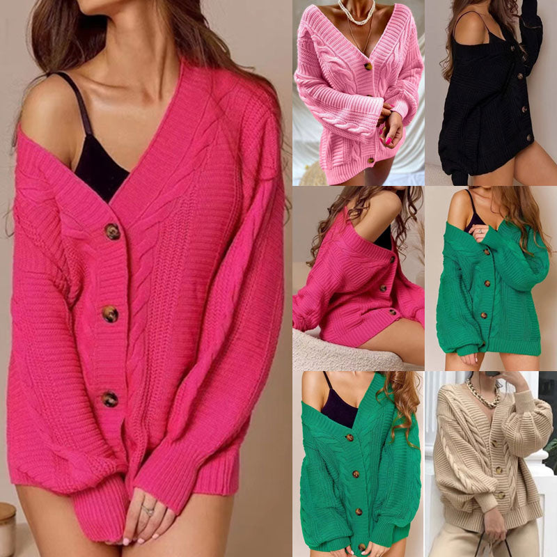 Women's Cardigan Long Sleeve Sweaters & Cardigans Button Fashion Solid Color