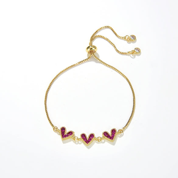 Simple Style Heart Shape Copper Inlay Zircon Bracelets