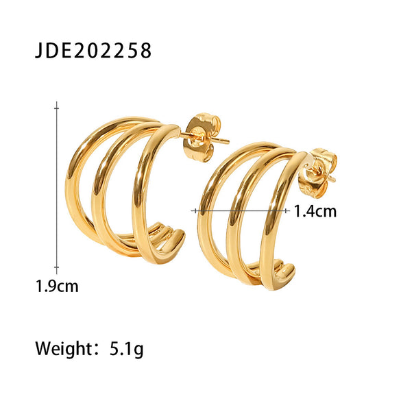 Fashion C Shape Gold Plated 304 Stainless Steel Ear Studs