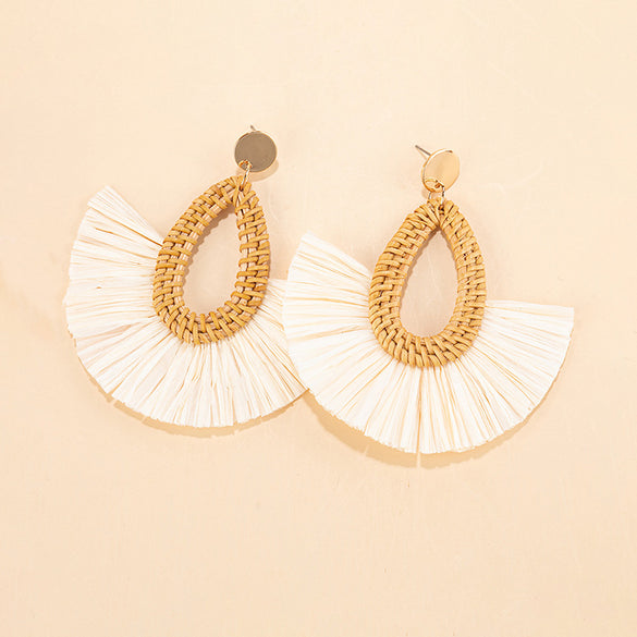 Beach Sector Rattan Drop Earrings