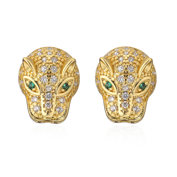 Fashion Snake Leopard Copper Ear Studs Gold Plated Zircon Copper Earrings