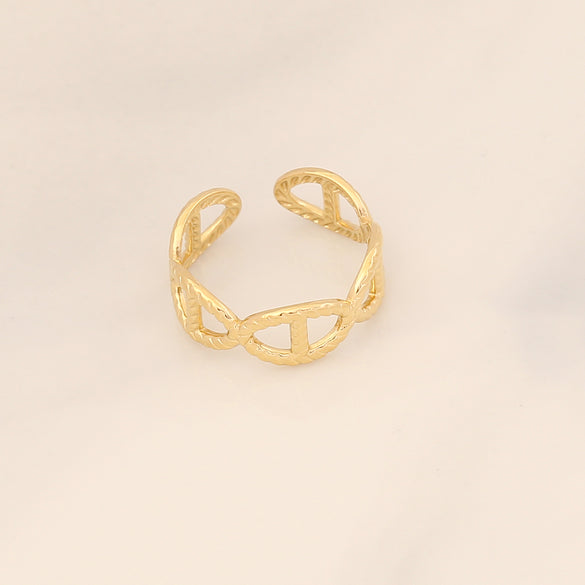 Fashion Waves Stainless Steel Inlay Open Ring