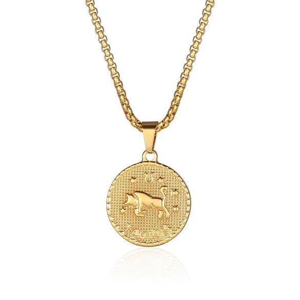 Fashion Constellation Titanium Steel Pendant Necklace Gold Plated Stainless Steel Necklaces