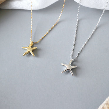 Fashion Starfish Sterling Silver Pendant Necklace 925 Silver Necklaces