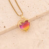 Fashion Heart Shape Stainless Steel Pendant Necklace Gold Plated Artificial Crystal Stainless Steel Necklaces 1 Piece