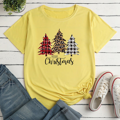 Unisex T-shirt Short Sleeve T-shirts Printing Casual Christmas Tree Plaid Leopard