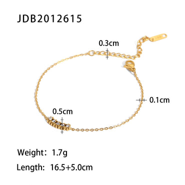 Fashion Geometric Stainless Steel Inlay Zircon Gold Plated Bracelets