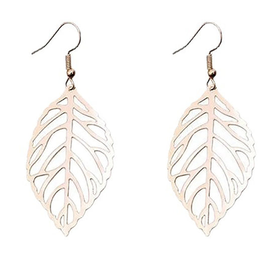 1 Pair Simple Style Leaves Hollow Out Alloy Ear Hook
