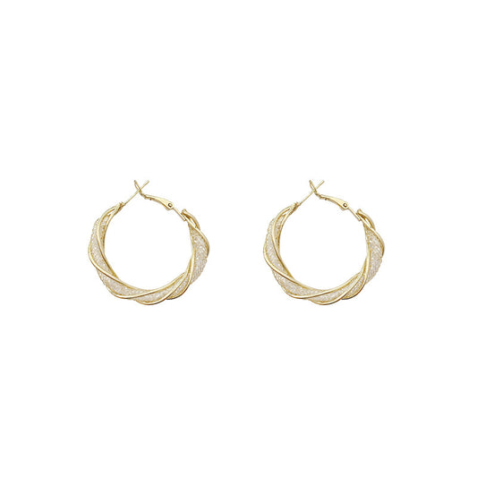 1 Pair Fashion Circle Gold Plated Alloy Hoop Earrings