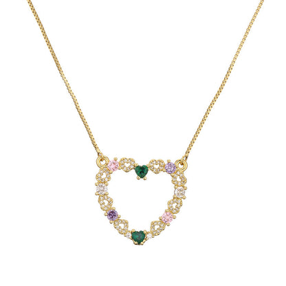 Fashion Devil's Eye Heart Shape Copper Plating Inlay Zircon Pendant Necklace 1 Piece