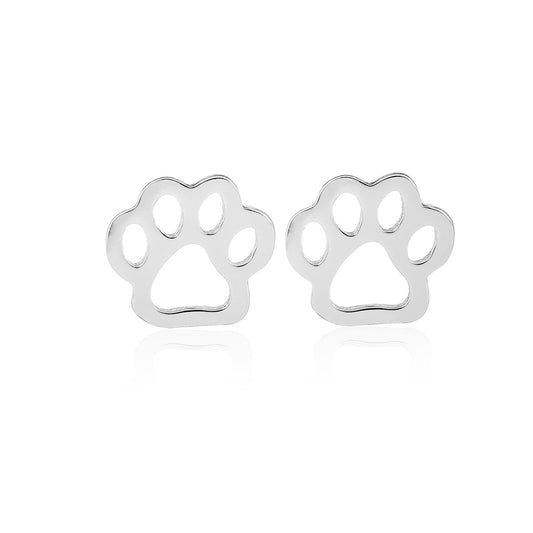 1 Pair Cute Paw Print Stainless Steel Plating Ear Studs