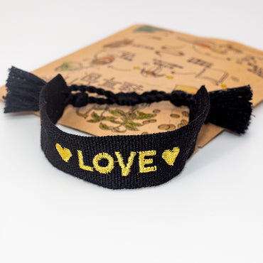 Simple Style Letter Linen Nylon Fabric Patchwork Tassel Women's Bracelets