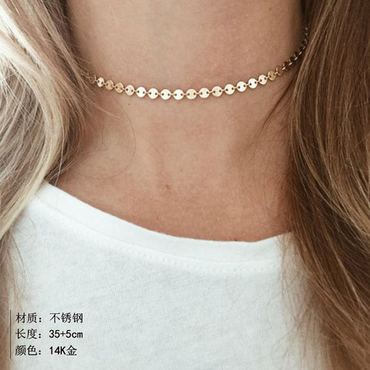 Fashion Simple 316l Titanium Steel Chain Gold-plated Clavicle Chain Necklace For Women