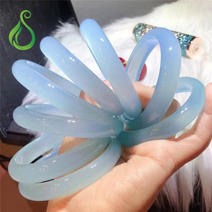 Natural Agate Chalcedony Ladies Ice-like Sky Blue Jade Bracele