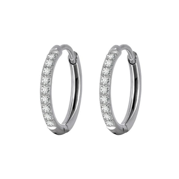 Simple Style Geometric Stainless Steel Rhinestones Hoop Earrings 1 Pair