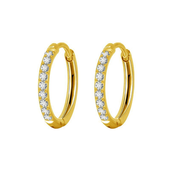Simple Style Geometric Stainless Steel Rhinestones Hoop Earrings 1 Pair