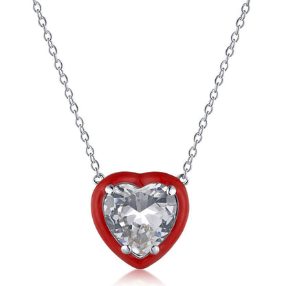 Cute Square Heart Shape Sterling Silver Plating Pendant Necklace