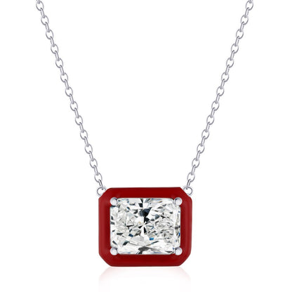 Cute Square Heart Shape Sterling Silver Plating Pendant Necklace