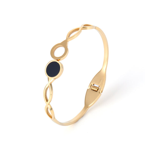 Fashion Geometric Stainless Steel Plating Zircon Bangle