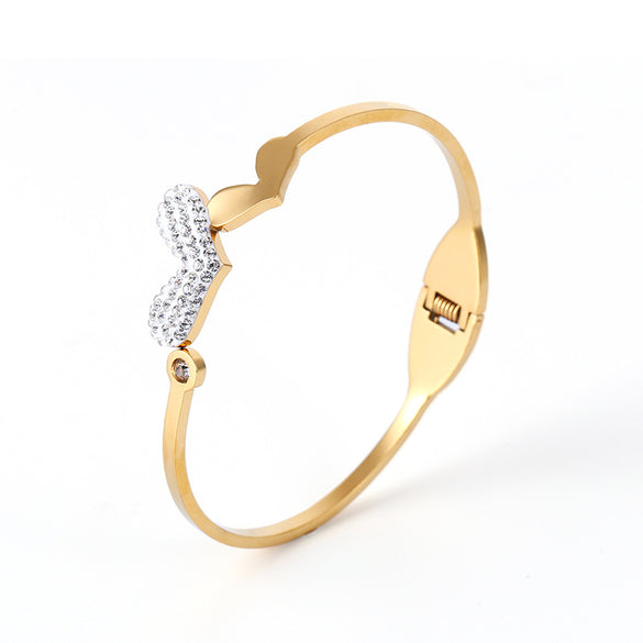 Fashion Geometric Stainless Steel Plating Zircon Bangle